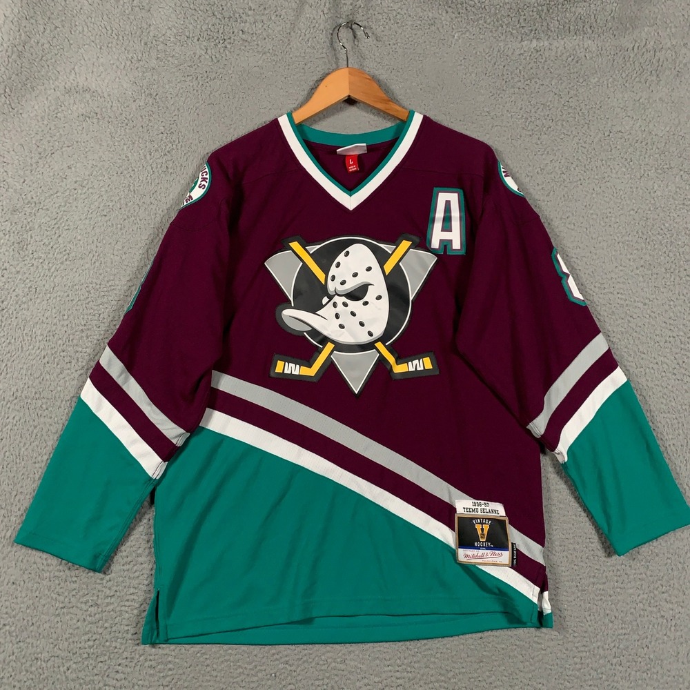 Mitchell & Ness Mighty Ducks Selanne Jersey Men's Large L Vintage Hockey 1996-97